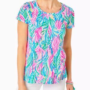 NWOT Lilly Pulitzer Etta Scoop Neck Top Sea Turtle Soirée Multicolor Size M